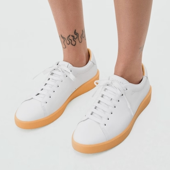 🌸Everlane ‎ | ReLeather White Lace Sneakers size 8.5 Mens, 10.5 Womens - Picture 1 of 9